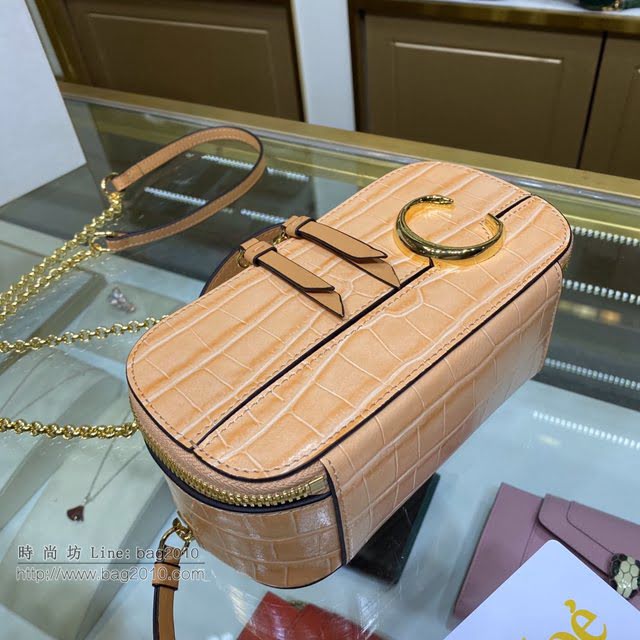 Chloe女包 克洛伊經典C Bag鱷魚壓紋鏈條相機包 Chole手提肩背斜挎包  jjh1228